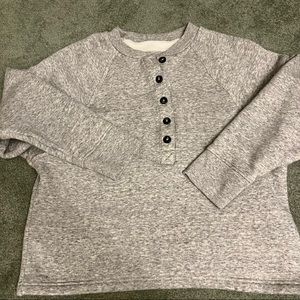 Madewell Women's Small MWL Betterterry Henley Sweatshirt S Grey Heather Pepper